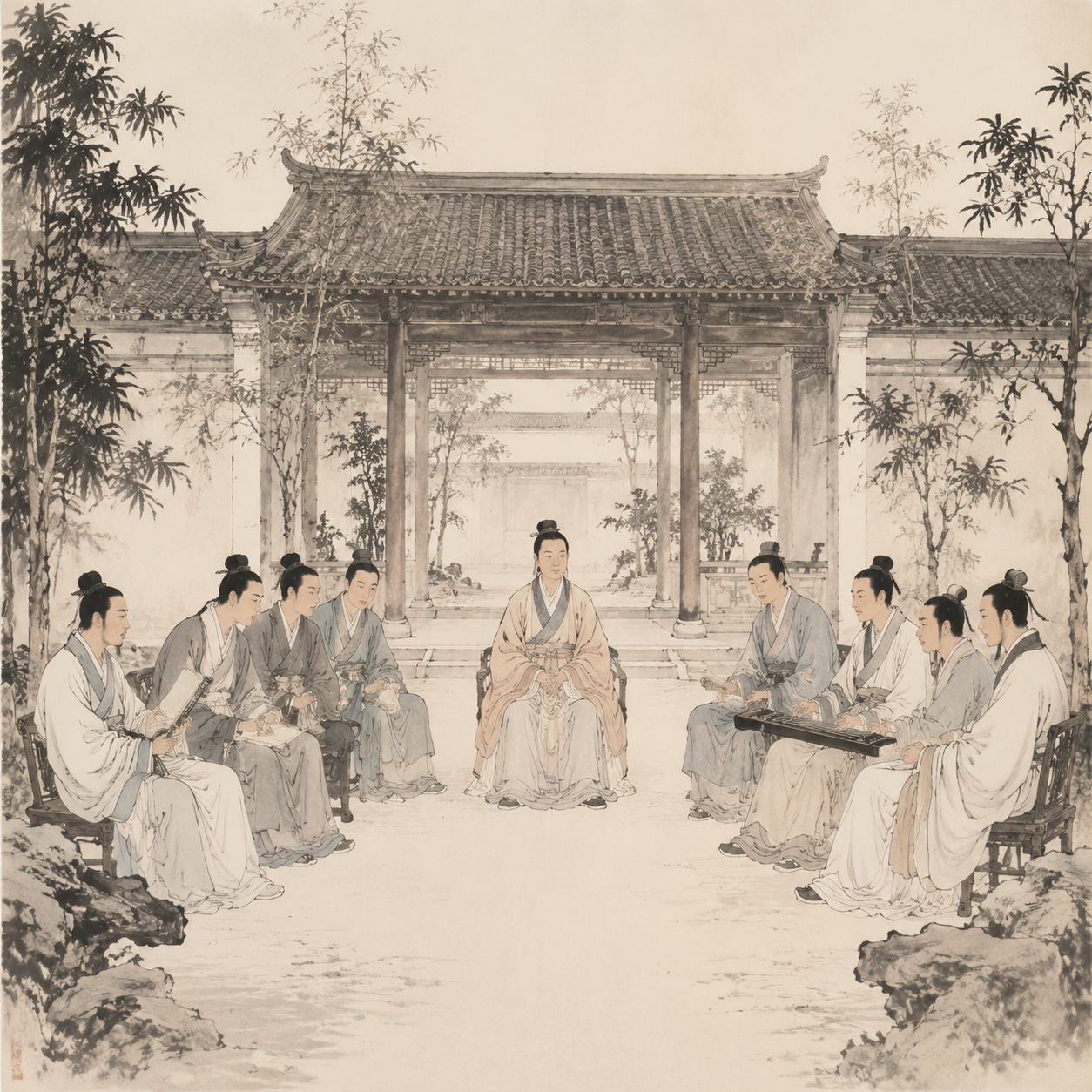 荀氏八龙聚首图