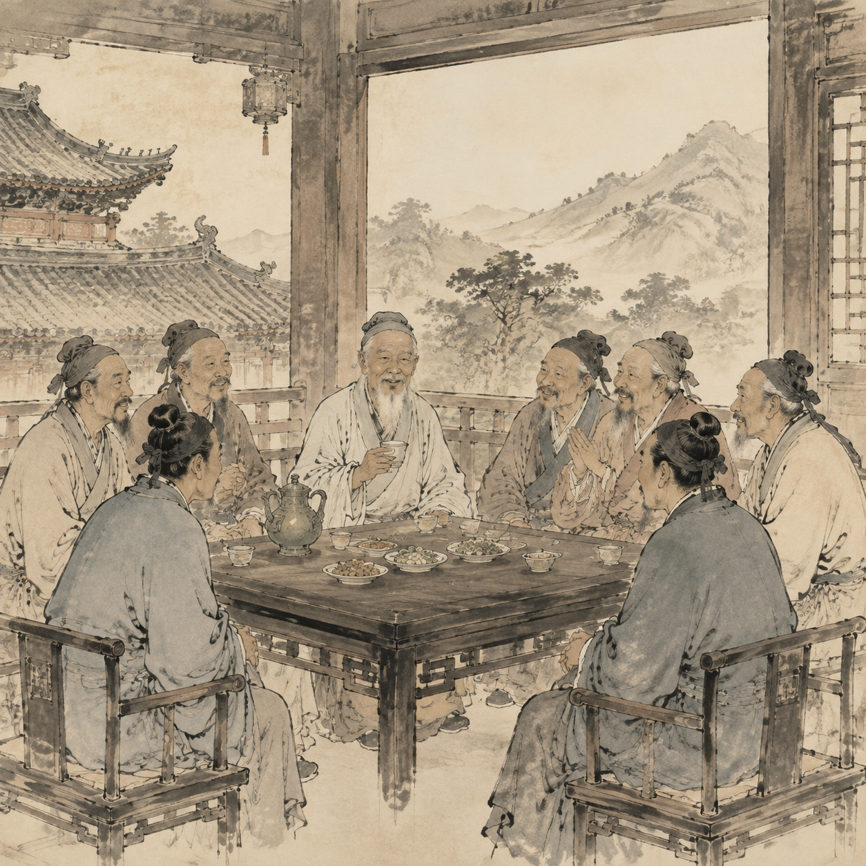 九老宴饮图