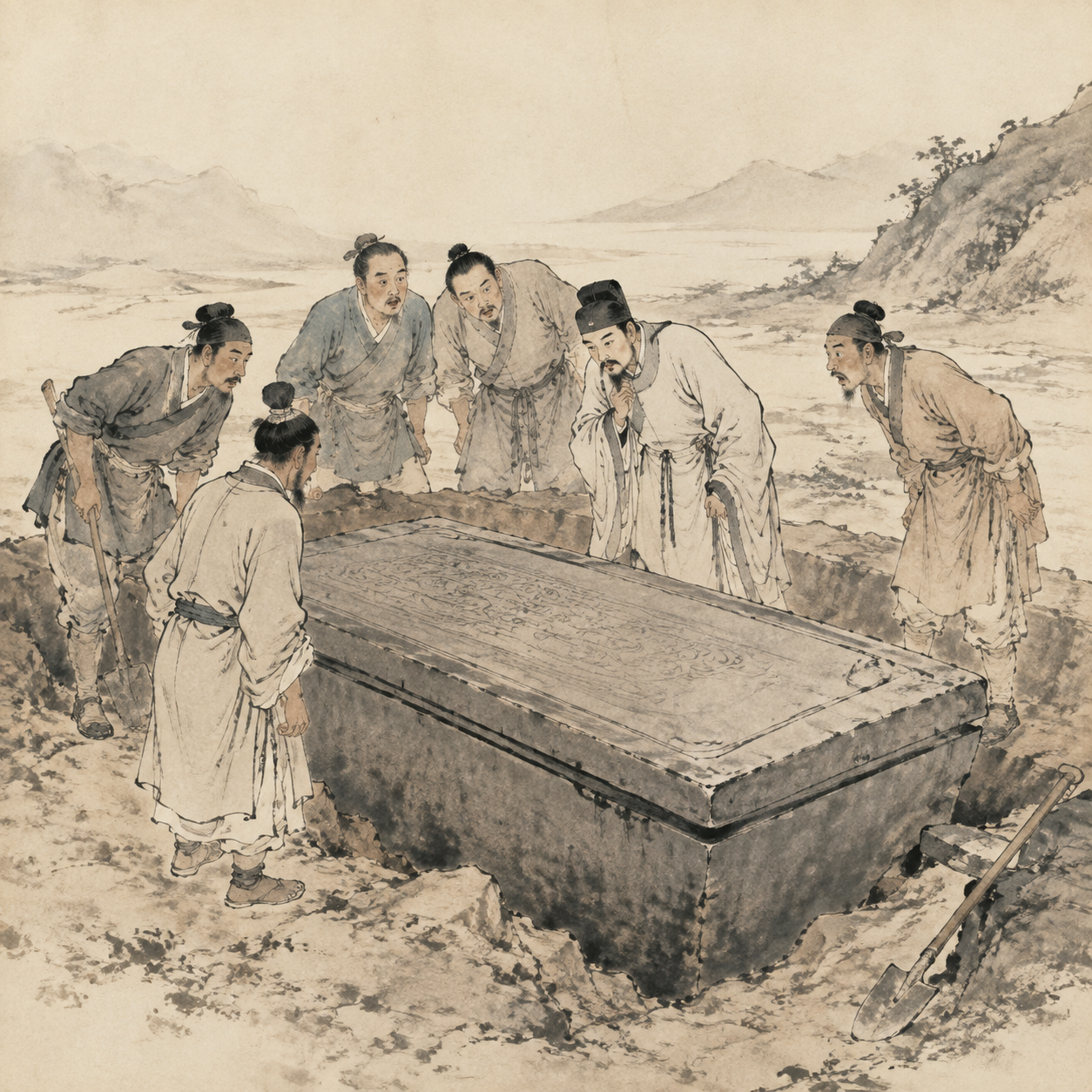 掘地得石椁