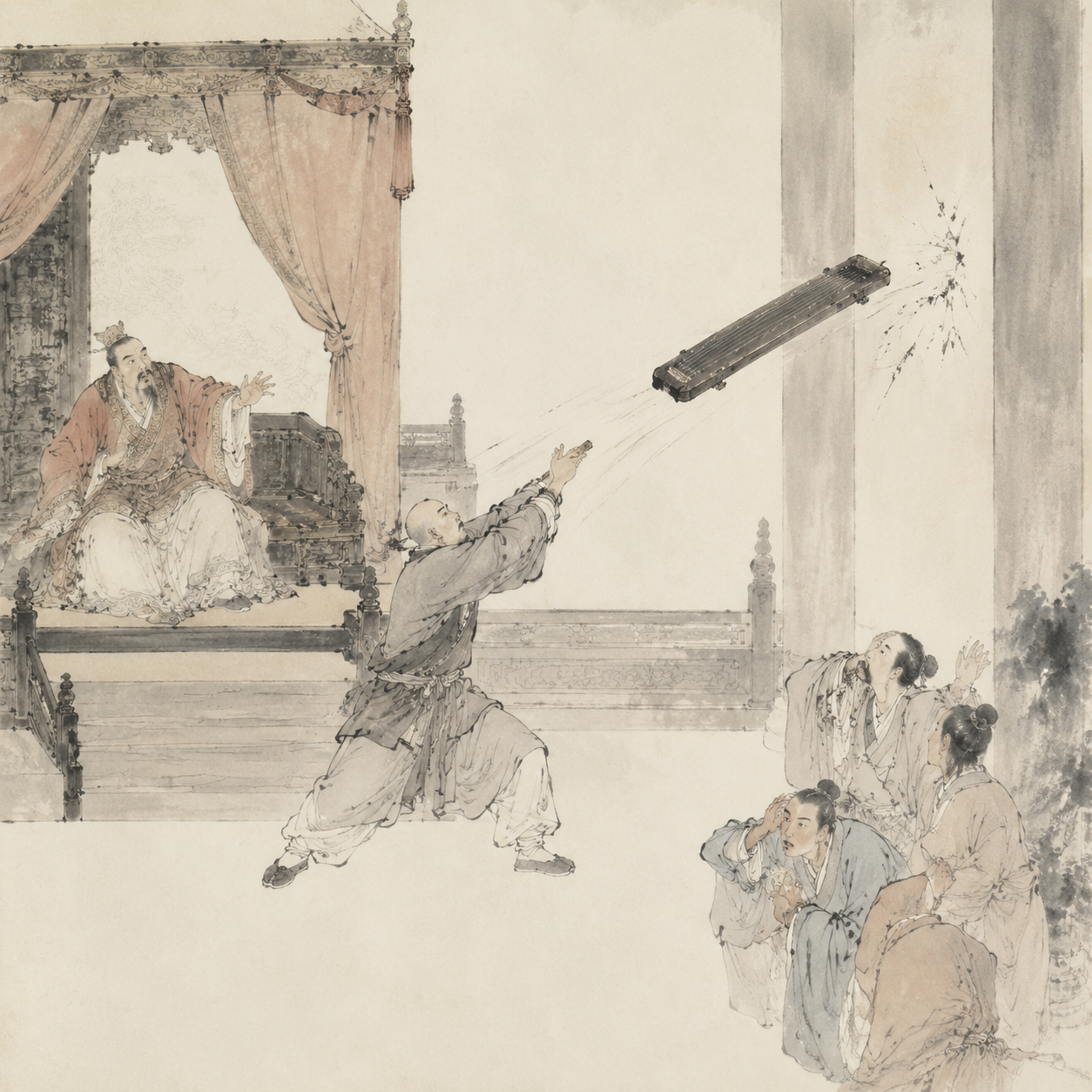 师旷举琴撞晋平公