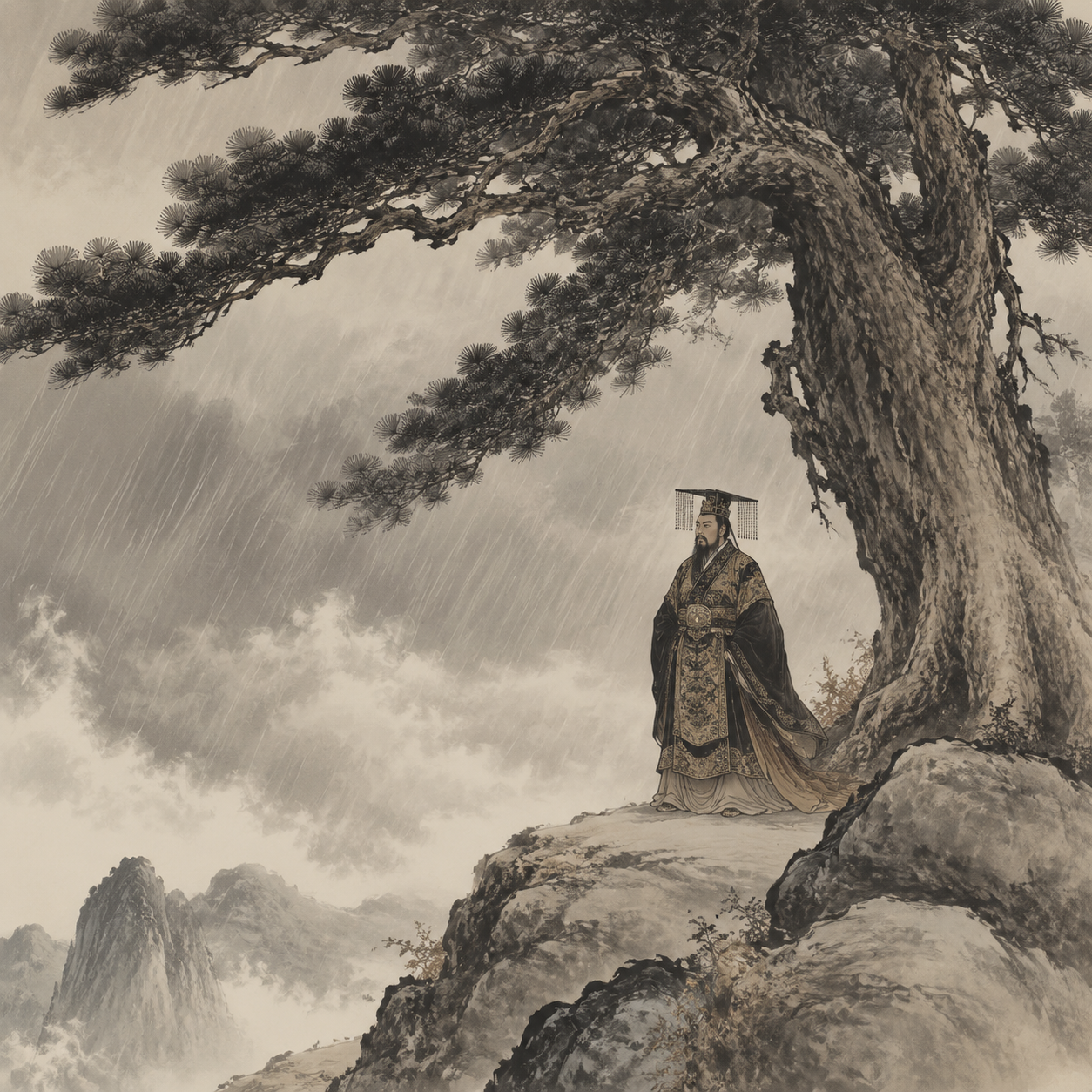 秦始皇避雨松树下