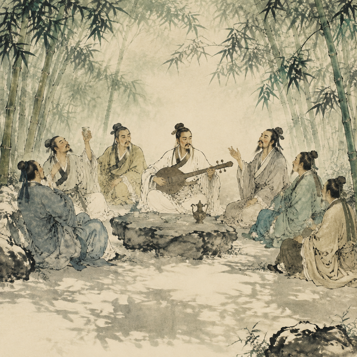 竹林七贤雅集图