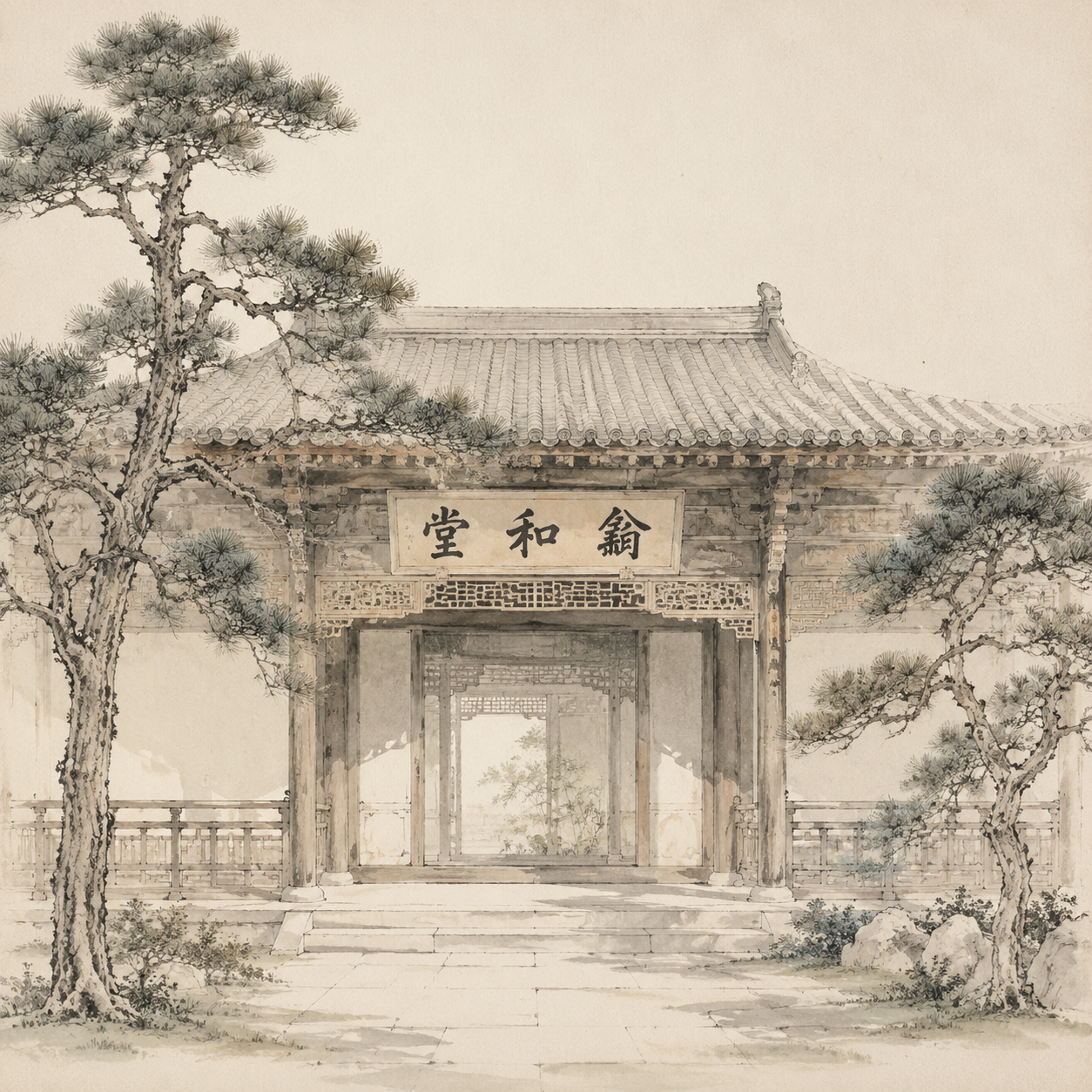 古代庭院中的御赐匾额