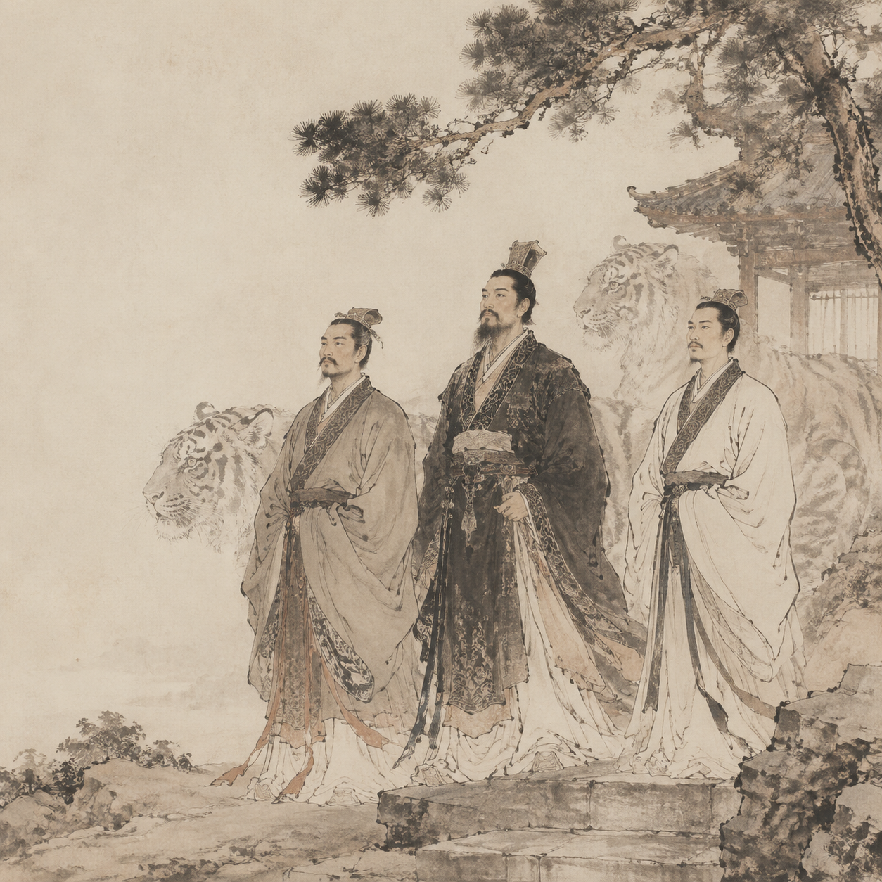 贾氏三虎图