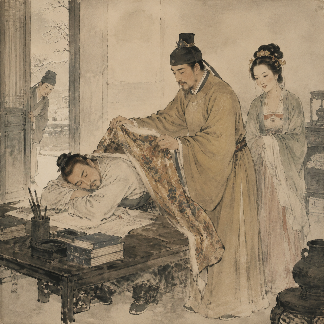 德宗为韦绶覆袍
