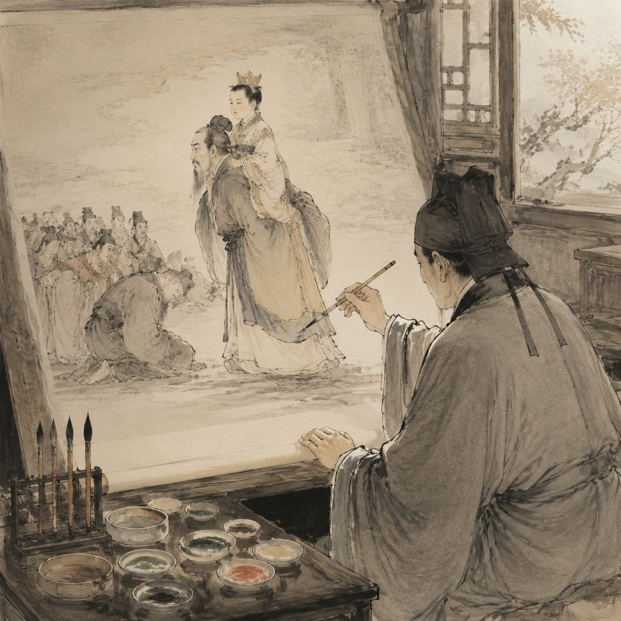 黄门画师绘制周公负成王图