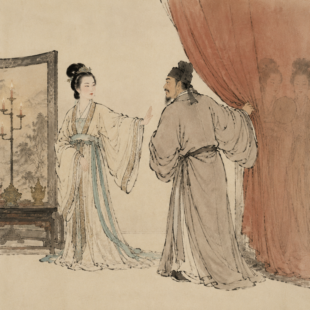 刘夫人拒开帷幕