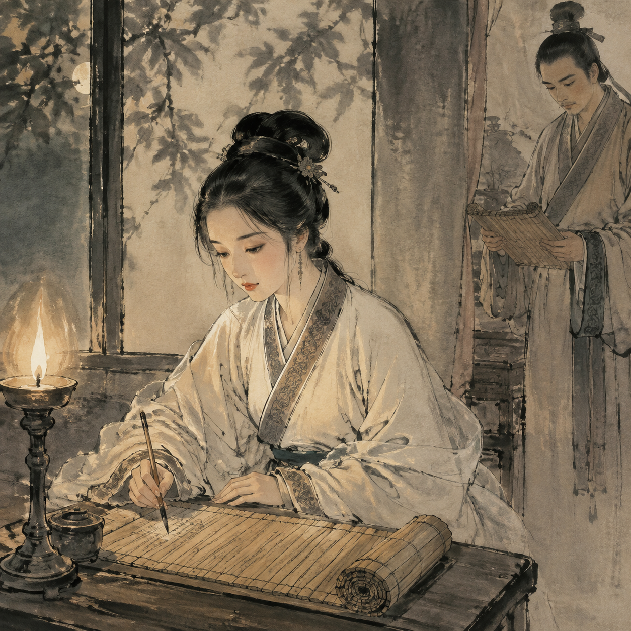 卓文君抚琴独坐