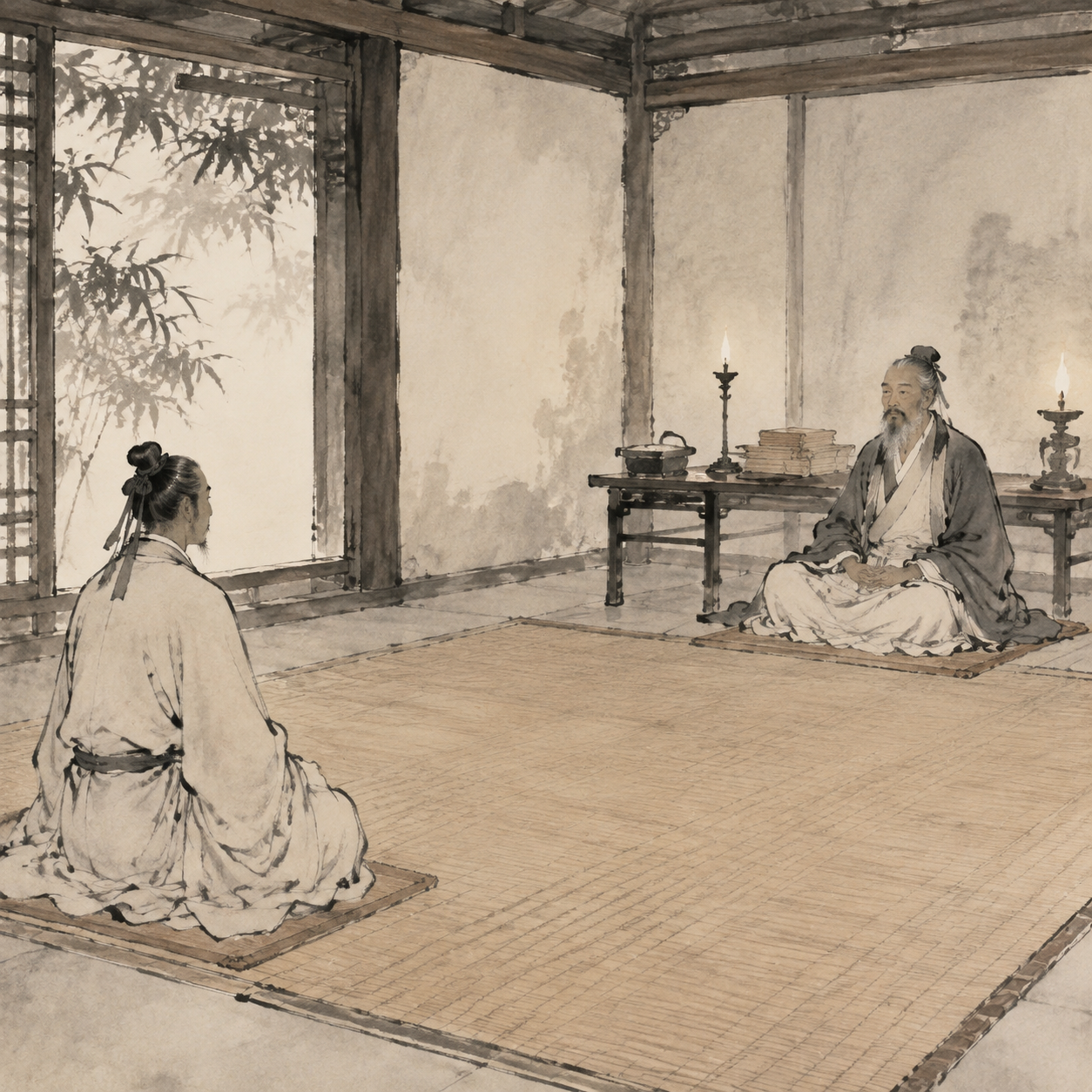 古代师徒对坐讲经图