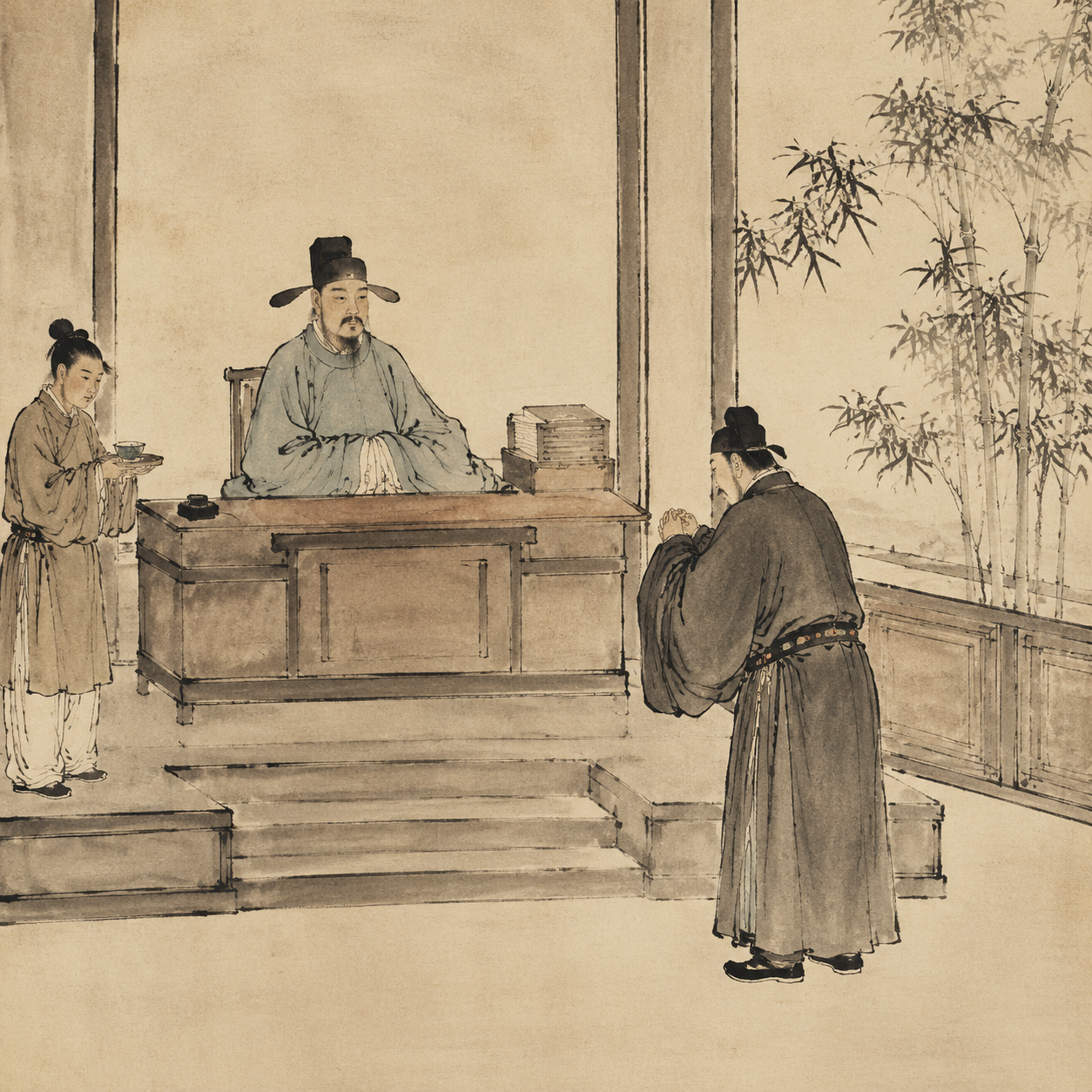 崔日用北面拜师图