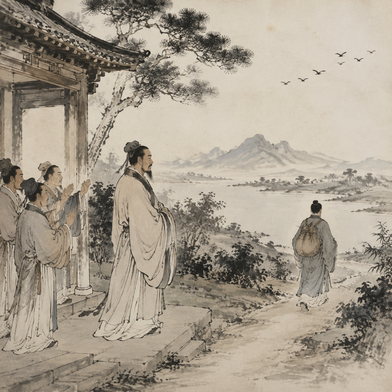 老师送别学生