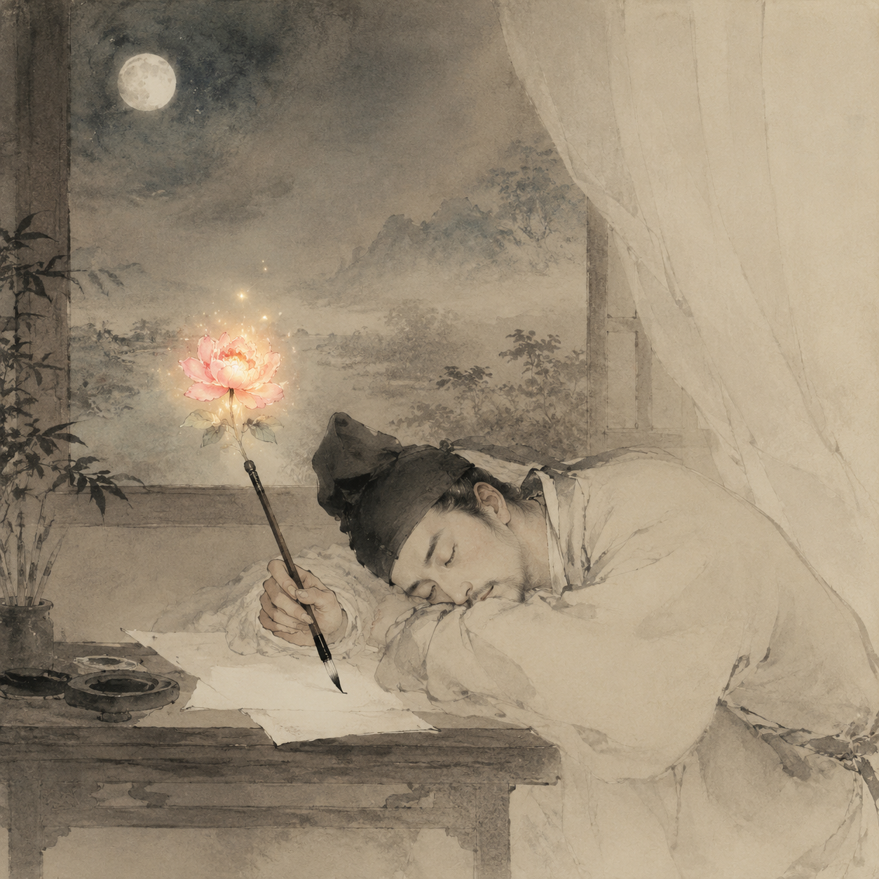 李白梦笔生花