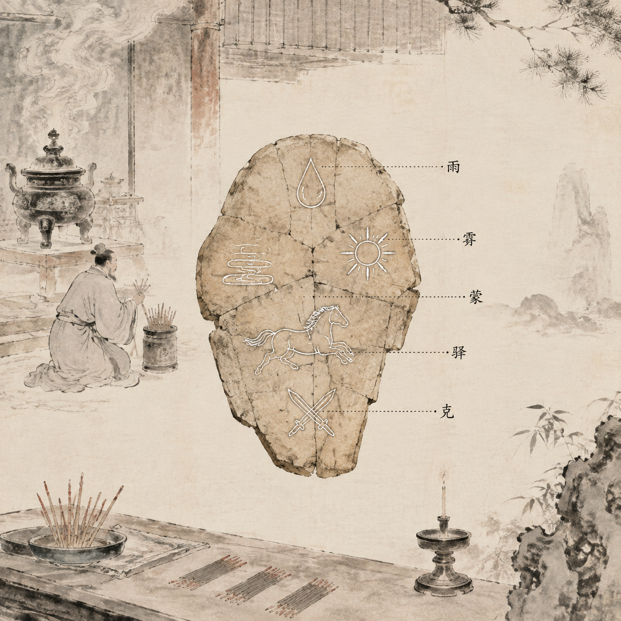 龟甲占卜的裂纹