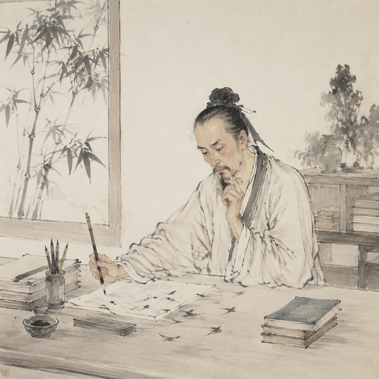 孟浩然苦吟掉眉