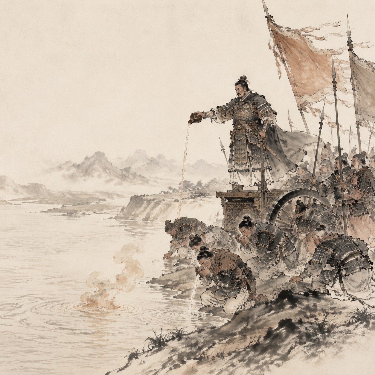 秦穆公投醪河畔