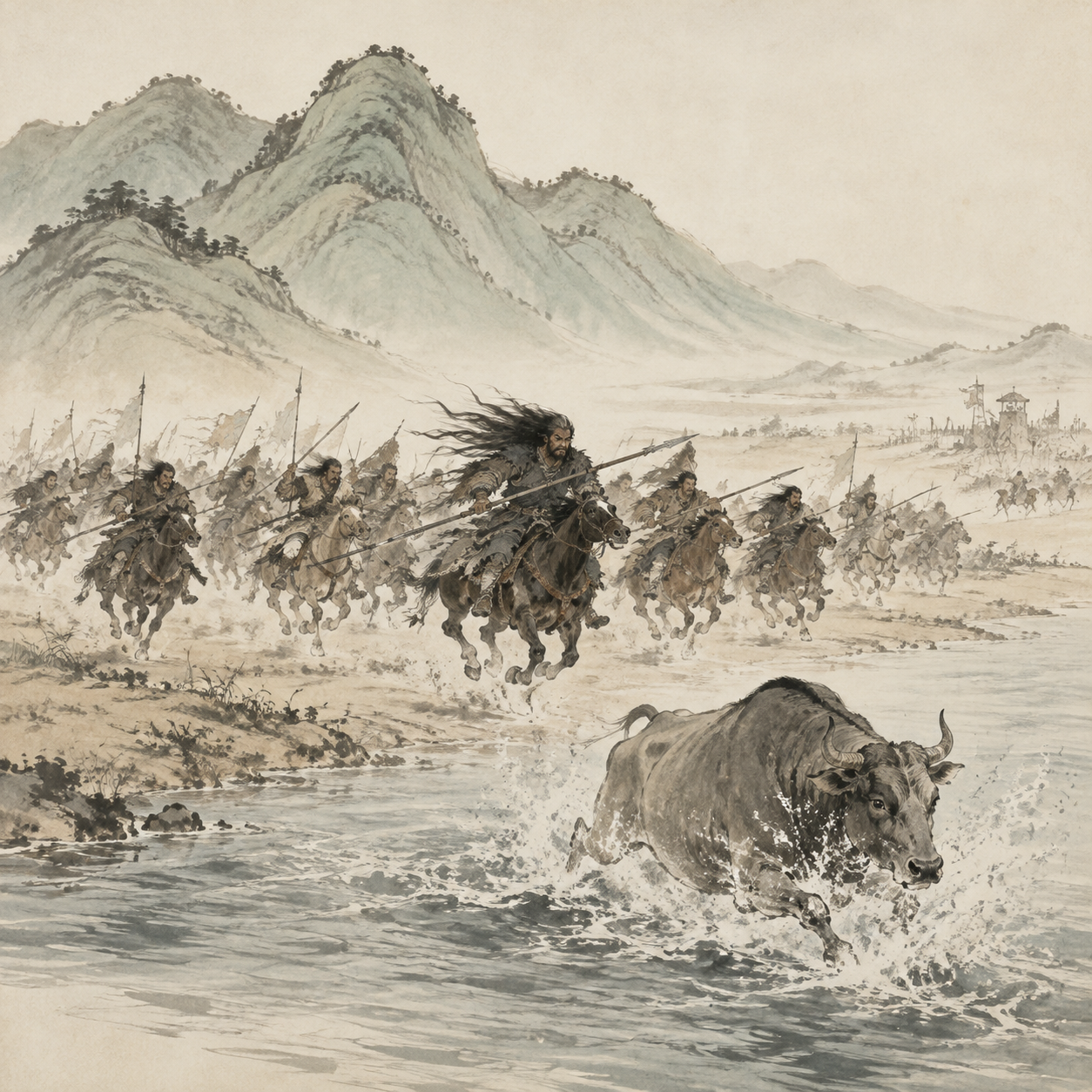 披发骑兵先驱图