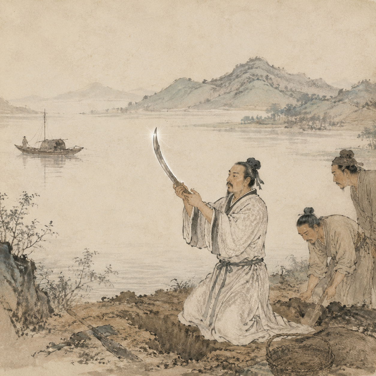 湖中掘剑