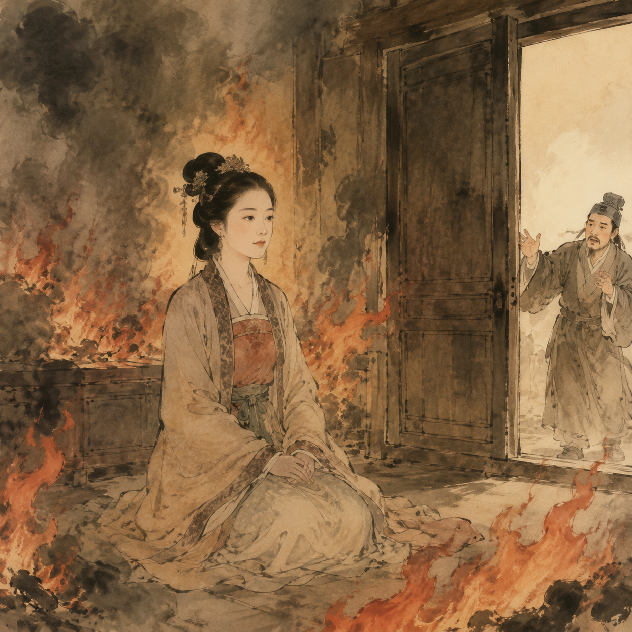 烈火中的守礼妇人