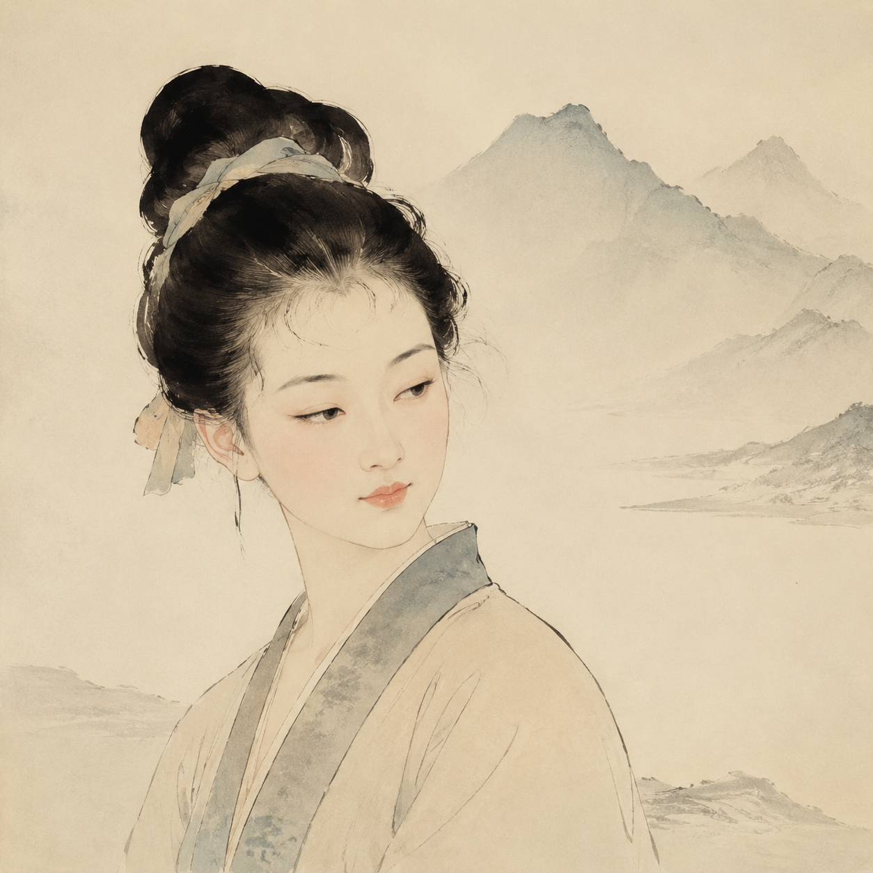 远山眉妆示意