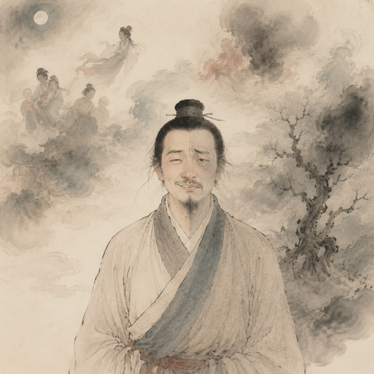 半面笑，半面哭