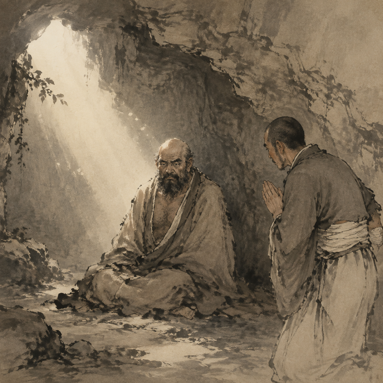 达摩与慧可的对话场景