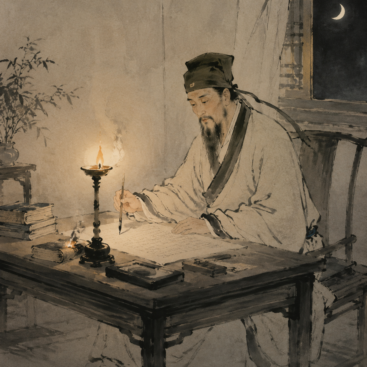 苏东坡灯下读《传灯录》