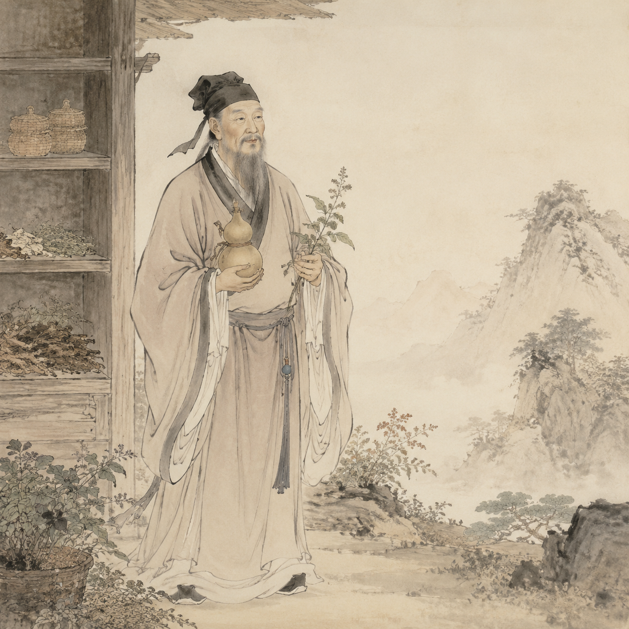 唐代药王韦慈藏画像图