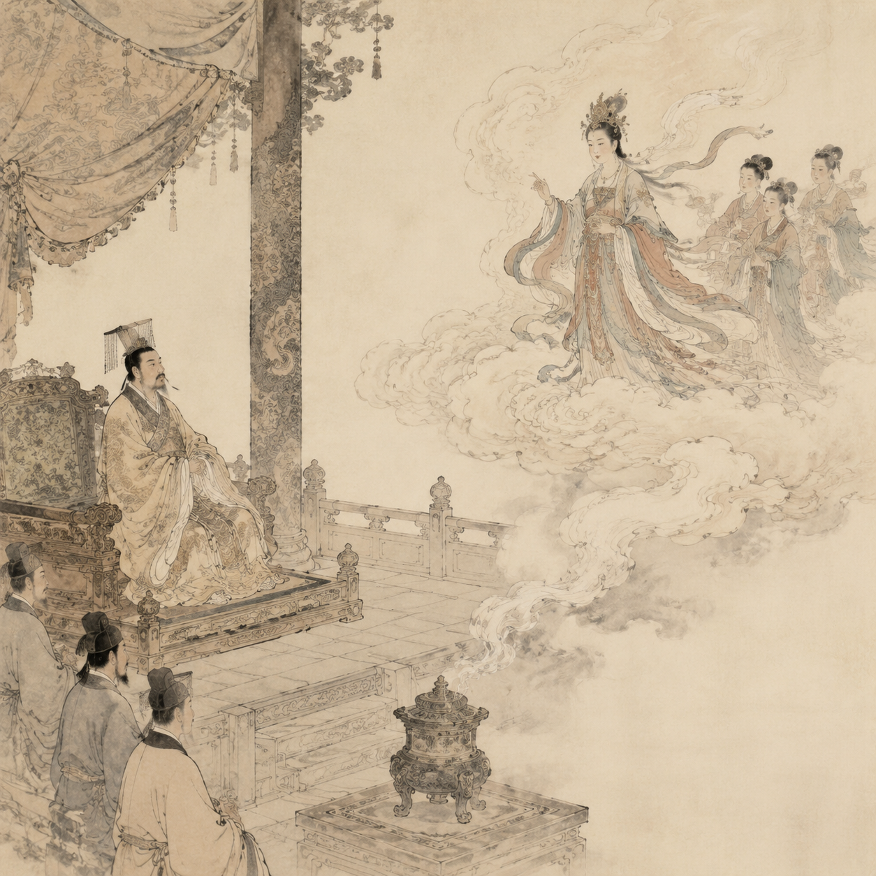 西王母降临汉宫授道