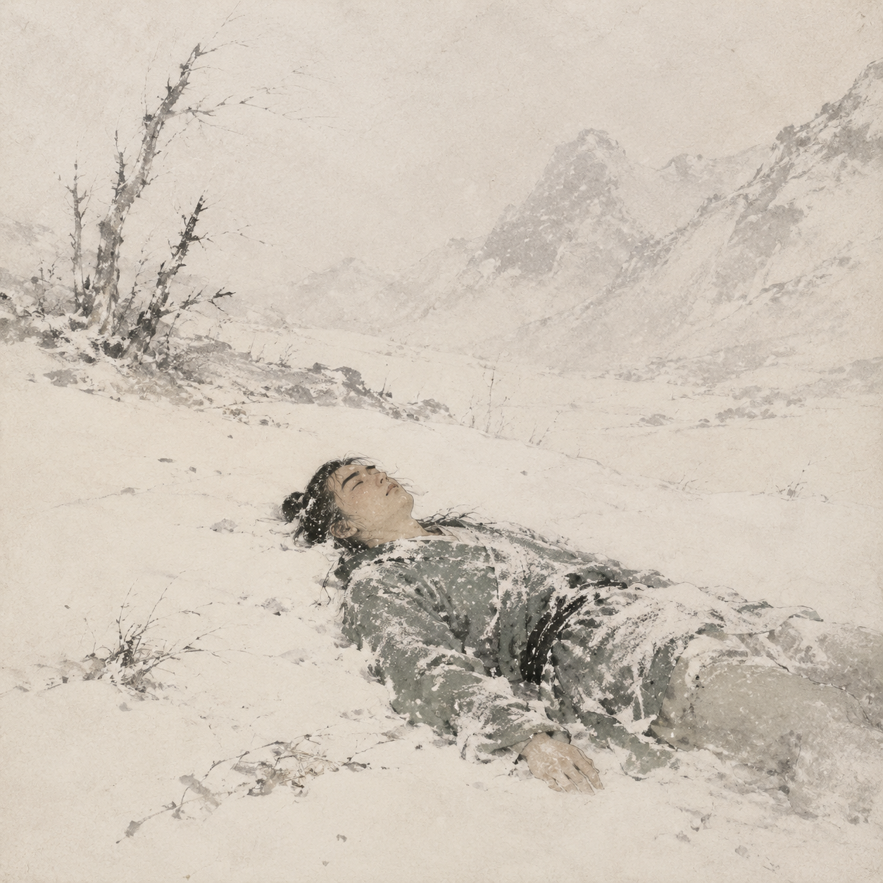 谭峭卧风雪中
