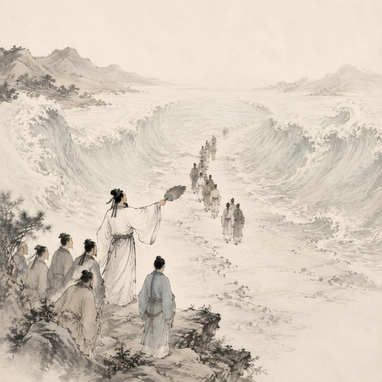 吴猛扇画江水