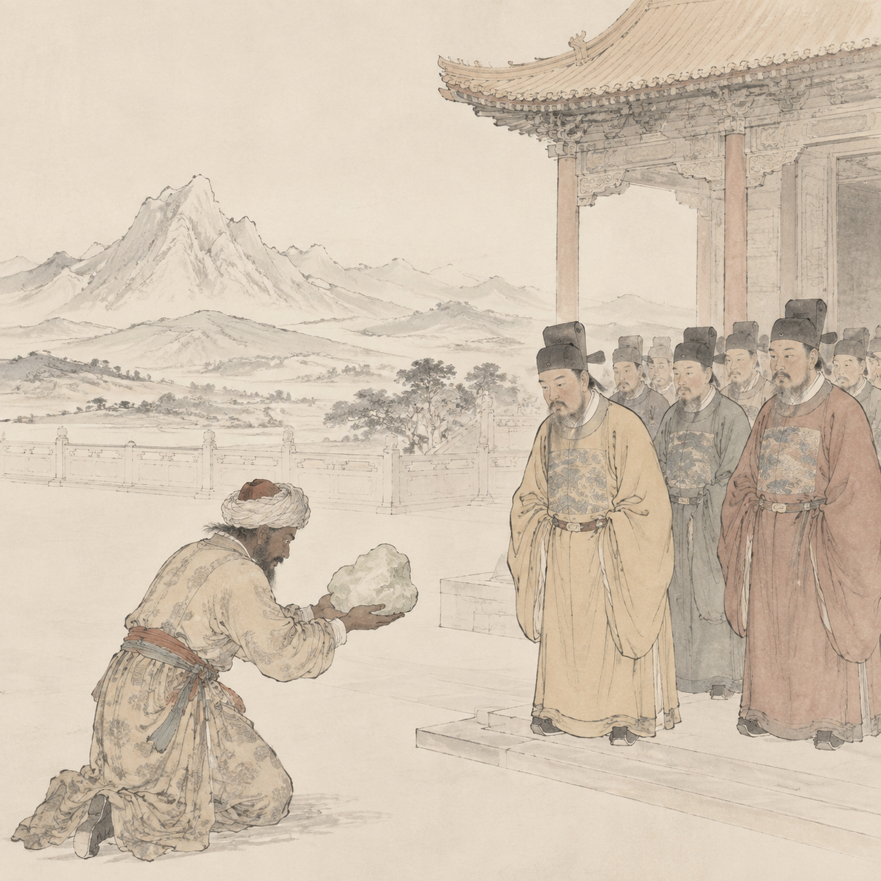 于阗使者进贡玉璞