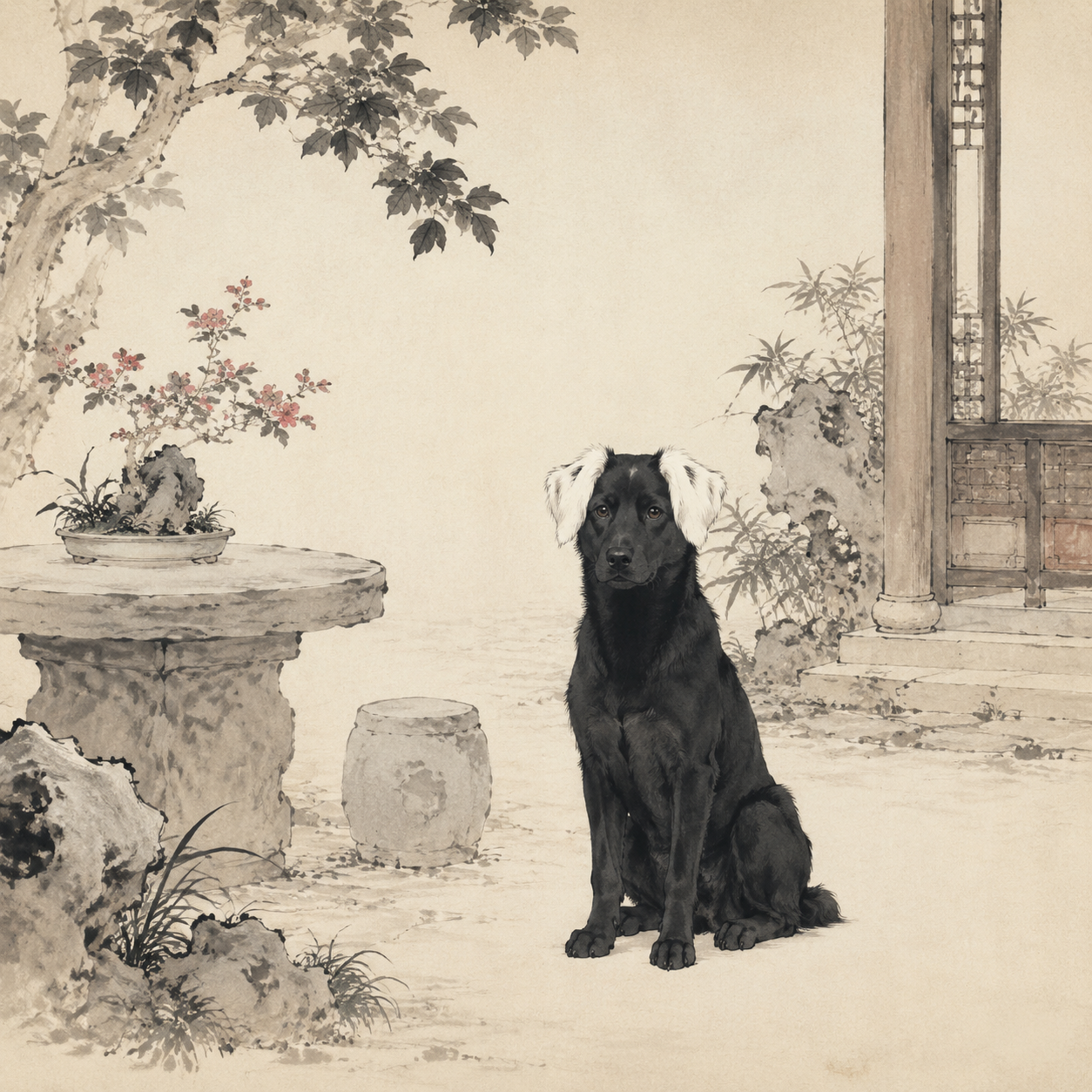 黑狗白耳