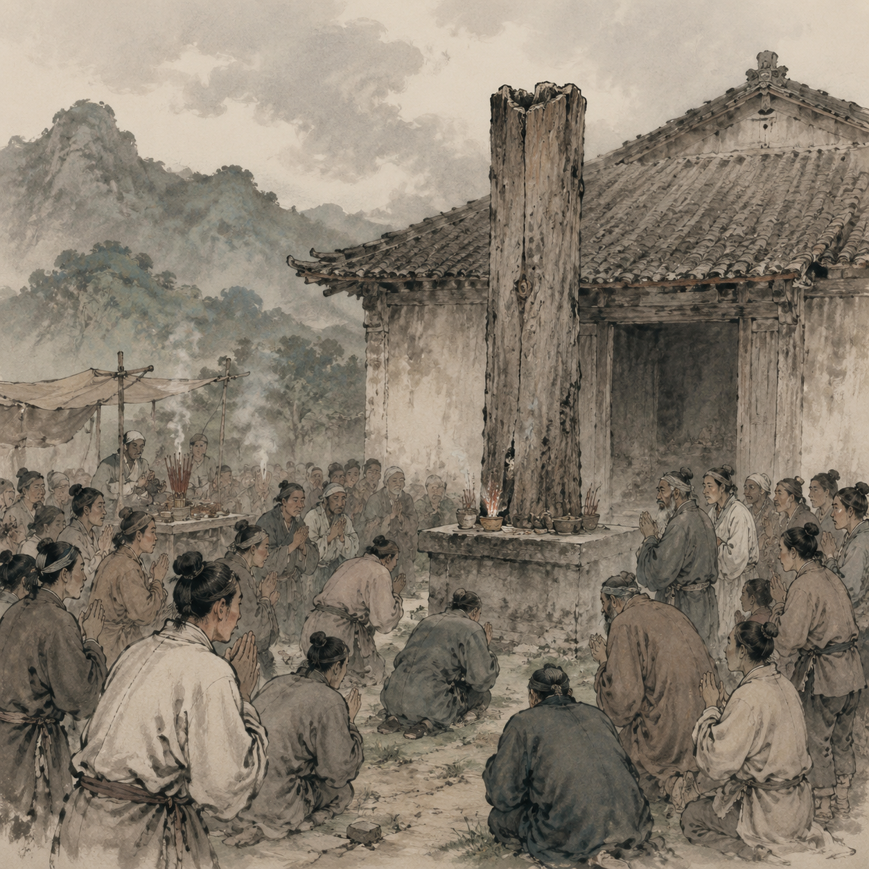 木居士庙前求福人群